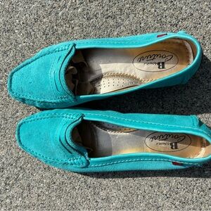 Browns turquoise aqua suede loafers 9.5 new